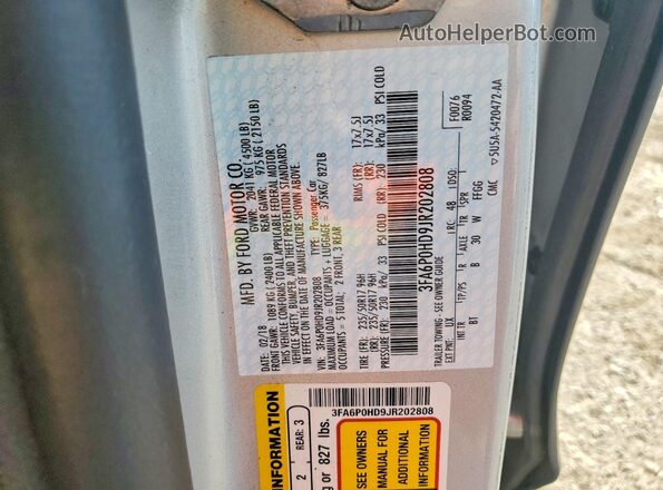 3FA6P0HD9JR202808 2018 FORD FUSION Silver Շարժիչի բաժամունքի տեսք