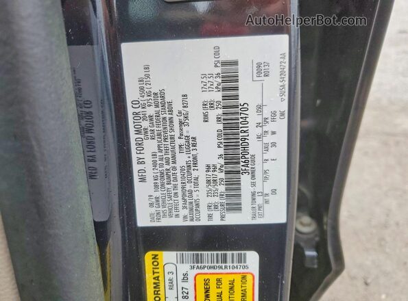 3FA6P0HD9LR104705 2020 FORD FUSION Gray Vista del compartimento del motor