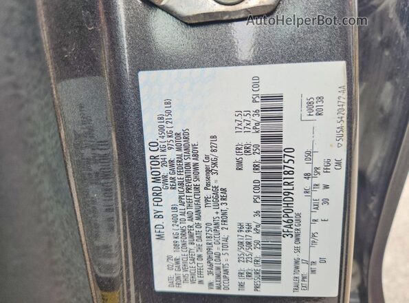 3FA6P0HD9LR187570 2020 FORD FUSION Серый Вид подкапотного пространства