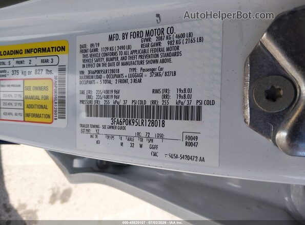3FA6P0K95LR128018 2020 FORD FUSION Белый Вид подкапотного пространства