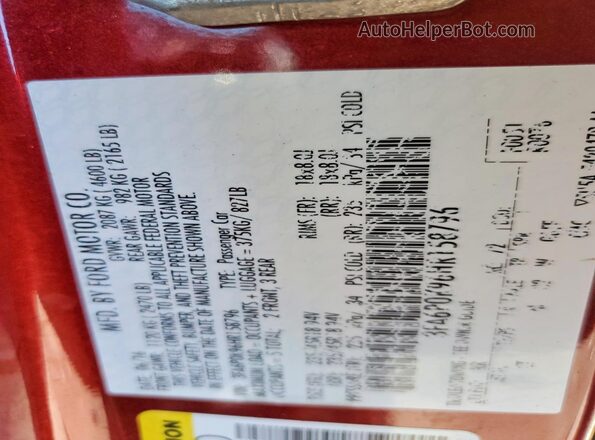 3FA6P0K96HR158796 2017 FORD FUSION Maroon VIN კოდის სტიკერის ხედი