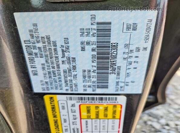 3FA6P0K97KR253083 2019 FORD FUSION Gray Widok komory silnika