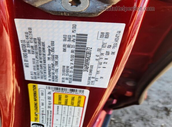3FA6P0K99GR238172 2016 FORD FUSION Red ძრავის განყოფილების ხედი