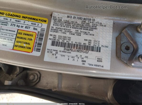 3FA6P0LU1HR295437 2017 FORD FUSION HYBRID Gold ძრავის განყოფილების ხედი