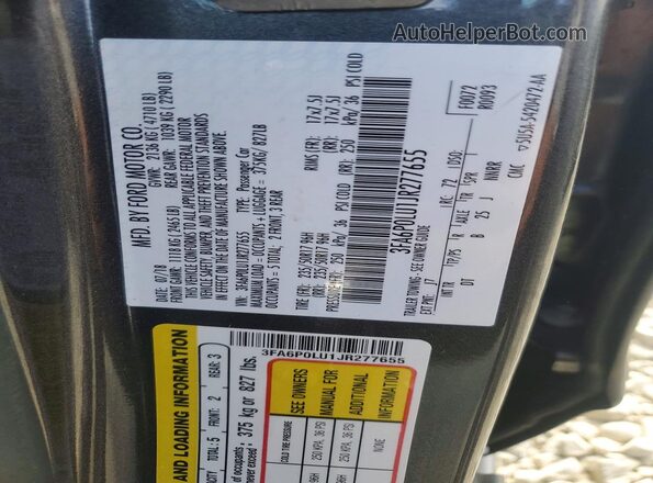 3FA6P0LU1JR277655 2018 FORD FUSION Black Вид підкапотного простору