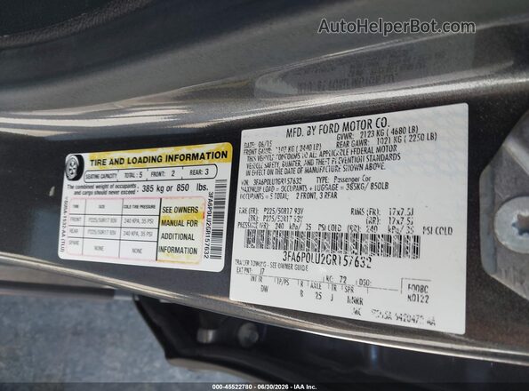 3FA6P0LU2GR157632 2016 FORD FUSION HYBRID Gray Вид підкапотного простору