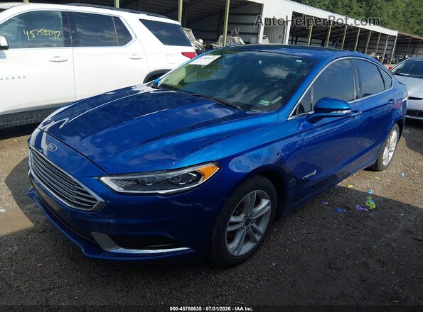 3FA6P0LU2JR140420 2018 FORD FUSION HYBRID Blue Vista tres cuartos delantera izquierda
