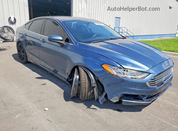 3FA6P0LU2JR241893 2018 FORD FUSION Синий Передняя правая четверть