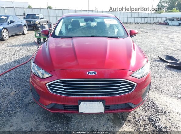 3FA6P0LU2KR204165 2019 FORD FUSION HYBRID Maroon Instrument cluster view