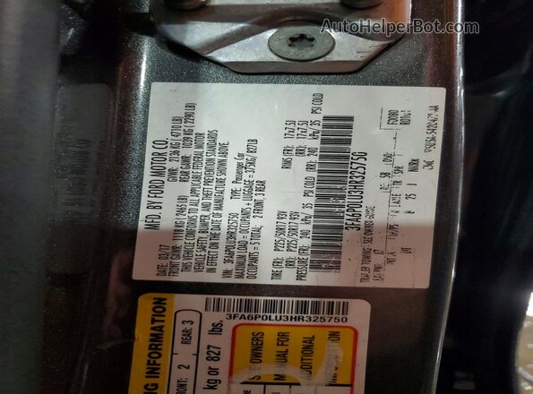 3FA6P0LU3HR325750 2017 FORD FUSION Gray Engine compartment view