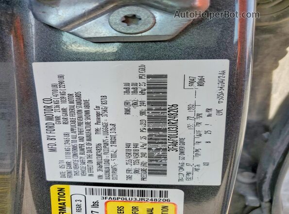 3FA6P0LU3JR248206 2018 FORD FUSION Gray Вид підкапотного простору