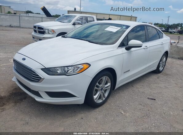 3FA6P0LU4JR265354 2018 FORD FUSION HYBRID White წინა მარცხენა ხედი სამი მეოთხედიდან