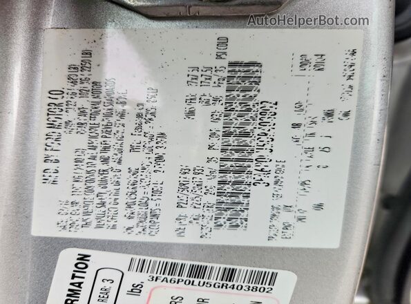 3FA6P0LU5GR403802 2016 FORD FUSION Silver Vista del compartimento del motor