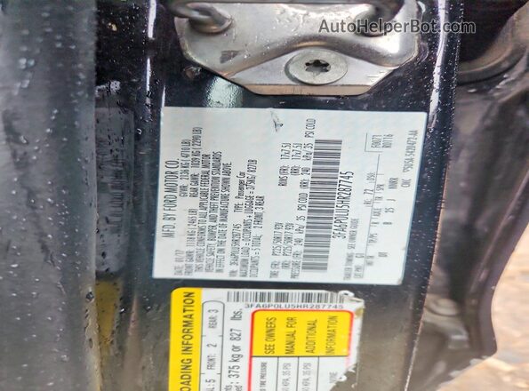 3FA6P0LU5HR287745 2017 FORD FUSION Black Вид наклейки з VIN-кодом
