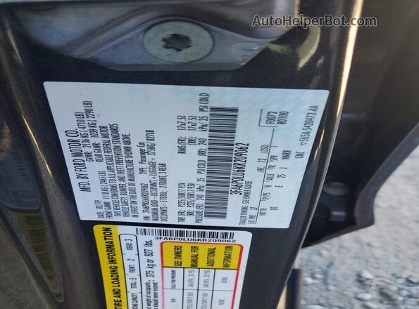 3FA6P0LU6KR209062 2019 FORD FUSION Gray Вид підкапотного простору
