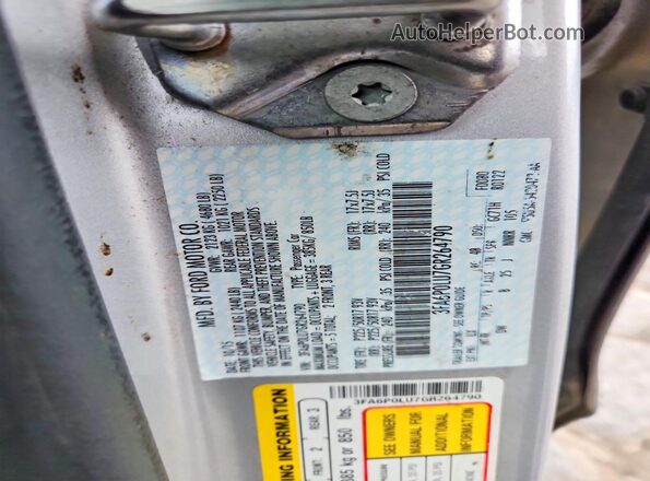 3FA6P0LU7GR264790 2016 FORD FUSION Silver Widok naklejki z numerem VIN