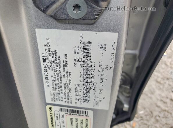 3FA6P0LU7JR169315 2018 FORD FUSION Silver ძრავის განყოფილების ხედი
