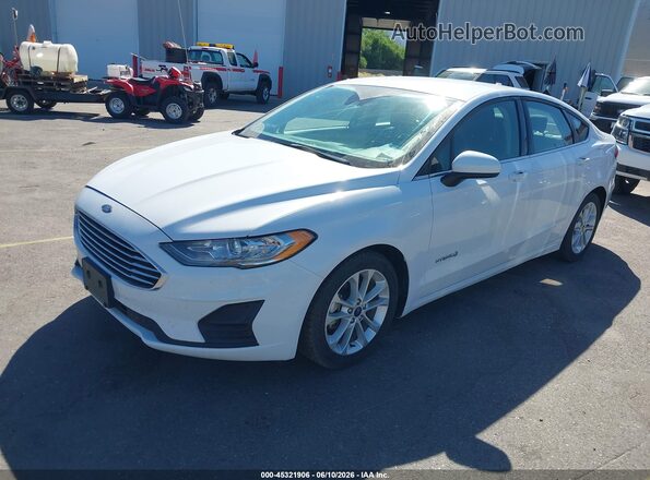 3FA6P0LU7KR274891 2019 FORD FUSION HYBRID White წინა მარცხენა ხედი სამი მეოთხედიდან