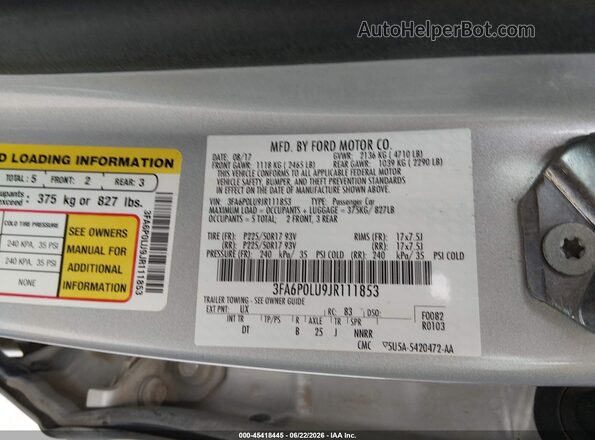 3FA6P0LU9JR111853 2018 FORD FUSION HYBRID Silver Вид підкапотного простору