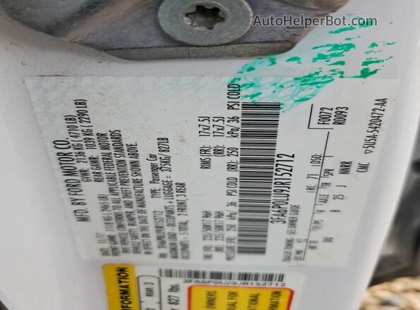 3FA6P0LU9JR152712 2018 FORD FUSION Белый Вид подкапотного пространства