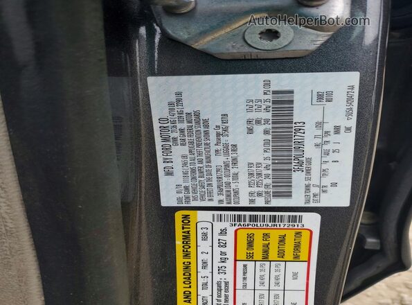 3FA6P0LU9JR172913 2018 FORD FUSION Black Вид підкапотного простору