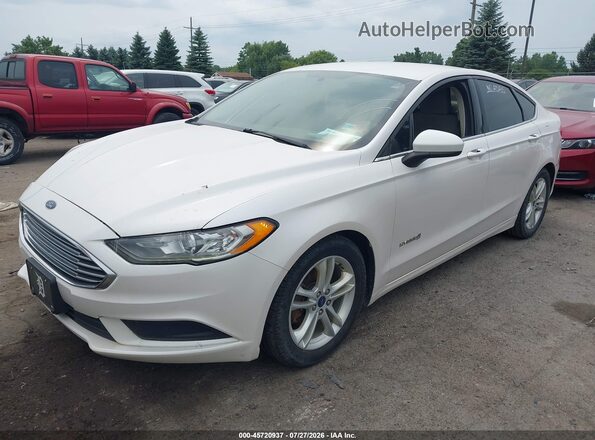 3FA6P0LU9JR235301 2018 FORD FUSION HYBRID White Առջևի ձախ երեք քառորդ տեսարան