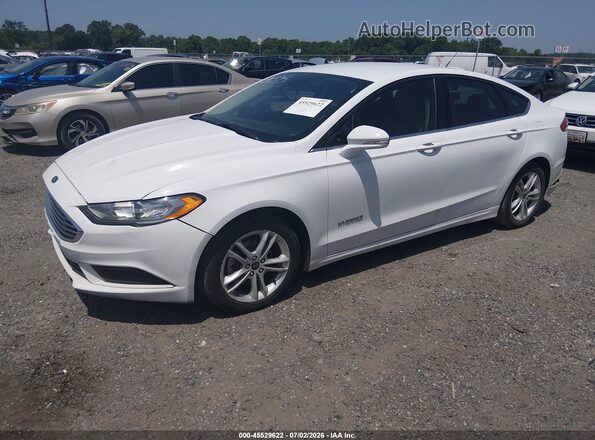 3FA6P0LU9JR253748 2018 FORD FUSION HYBRID White Front left