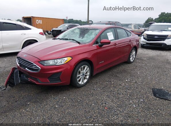 3FA6P0LU9KR199708 2019 FORD FUSION HYBRID Red წინა მარცხენა ხედი სამი მეოთხედიდან