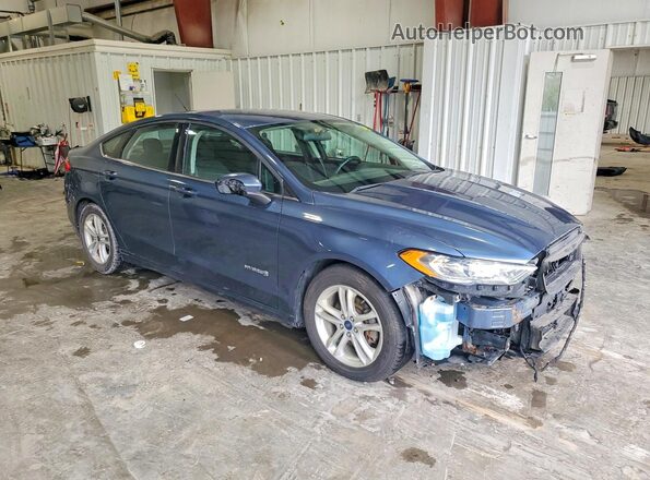 3FA6P0LUXJR185346 2018 FORD FUSION Синий Передняя правая четверть