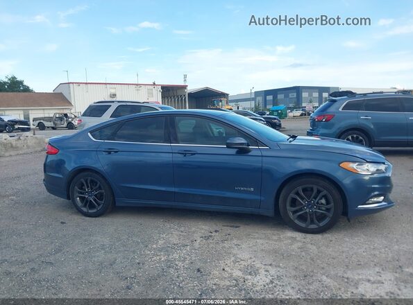 3FA6P0LUXJR213145 2018 FORD FUSION HYBRID Blue Вид задньої частини салону