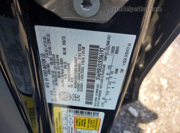 3FA6P0RU3LR206192 2020 FORD FUSION Black Rear interior view
