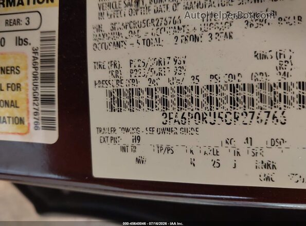 3FA6P0RU5GR276766 2016 FORD FUSION HYBRID Burgundy Engine compartment view