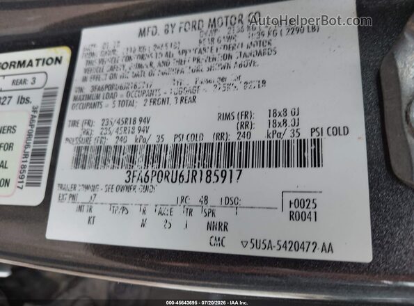 3FA6P0RU6JR185917 2018 FORD FUSION HYBRID Gray Engine compartment view