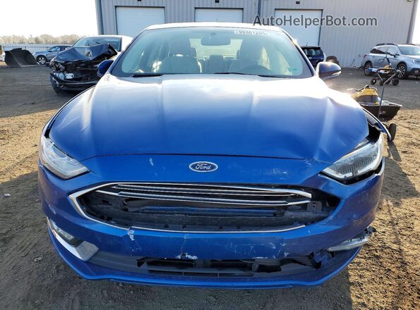 3FA6P0RU8JR181996 2018 FORD FUSION Blue Front view