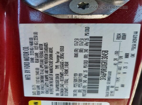 3FA6P0RUXGR130458 2016 FORD FUSION Красный Вид подкапотного пространства