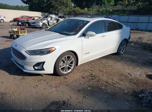 3FA6P0RUXKR261849 2019 FORD FUSION HYBRID White წინა მარცხენა ხედი სამი მეოთხედიდან