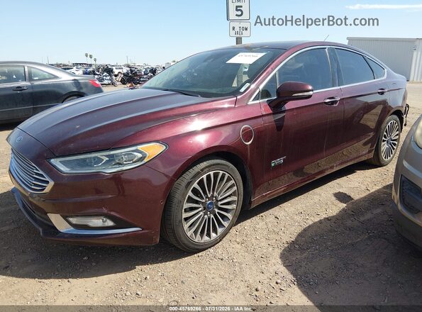 3FA6P0SU6HR147253 2017 FORD FUSION ENERGI Burgundy წინა მარცხენა ხედი სამი მეოთხედიდან