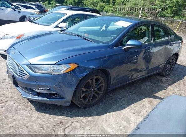 3FA6P0T95JR135076 2018 FORD FUSION Blue Առջևի ձախ երեք քառորդ տեսարան