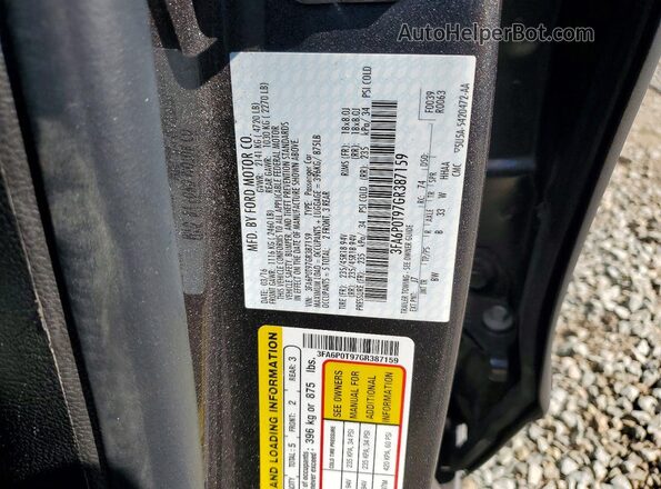 3FA6P0T97GR387159 2016 FORD FUSION Серый Вид подкапотного пространства