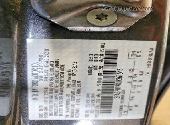 3FA6P0T98JR261545 2018 FORD FUSION Серый Вид наклейки с VIN-кодом