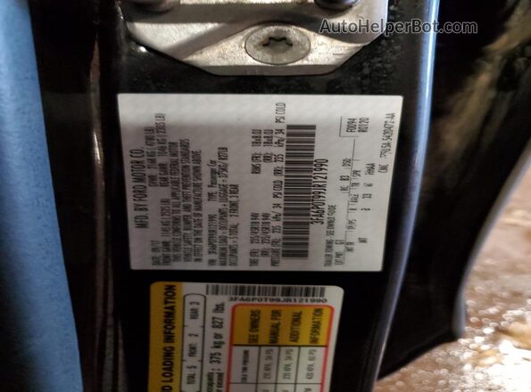3FA6P0T99JR121990 2018 FORD FUSION Black VIN კოდის სტიკერის ხედი