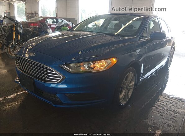 3FA6P0UU1JR235856 2018 FORD FUSION HYBRID Blue Передня ліва чверть