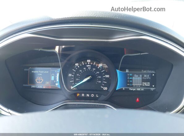 3FA6P0UU1JR254312 2018 FORD FUSION HYBRID Blue Rear seats view