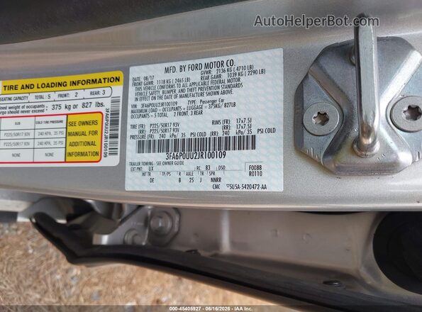 3FA6P0UU2JR100109 2018 FORD FUSION HYBRID Silver Շարժիչի բաժամունքի տեսք
