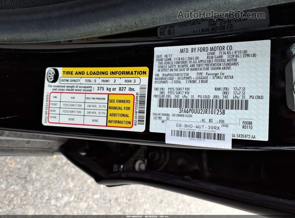 3FA6P0UU2JR101258 2018 FORD FUSION HYBRID Black Engine compartment view