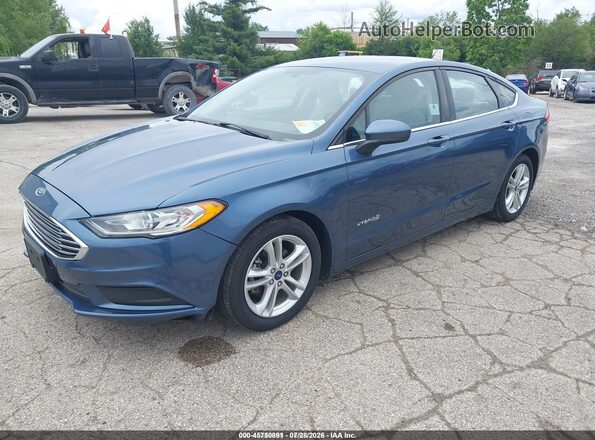 3FA6P0UU2JR278778 2018 FORD FUSION HYBRID Blue Առջևի ձախ երեք քառորդ տեսարան