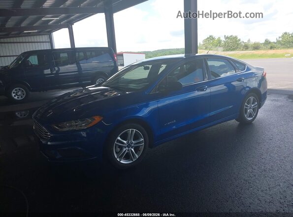 3FA6P0UU2JR281938 2018 FORD FUSION HYBRID Blue Front left