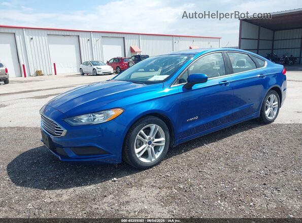 3FA6P0UU3JR122989 2018 FORD FUSION HYBRID Blue Передня ліва чверть
