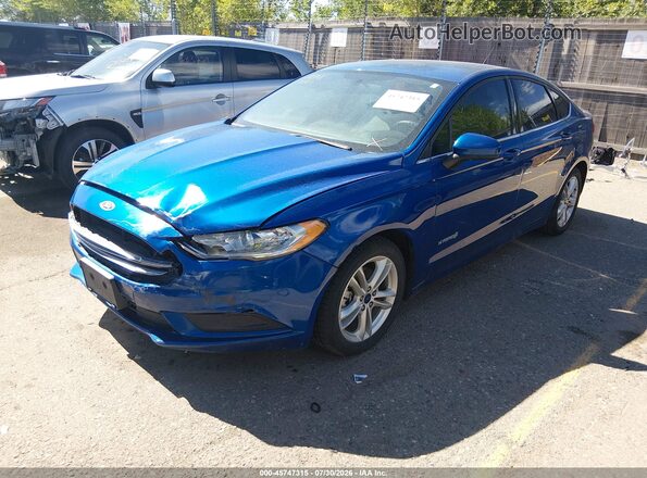 3FA6P0UU3JR176342 2018 FORD FUSION HYBRID Blue წინა მარცხენა ხედი სამი მეოთხედიდან