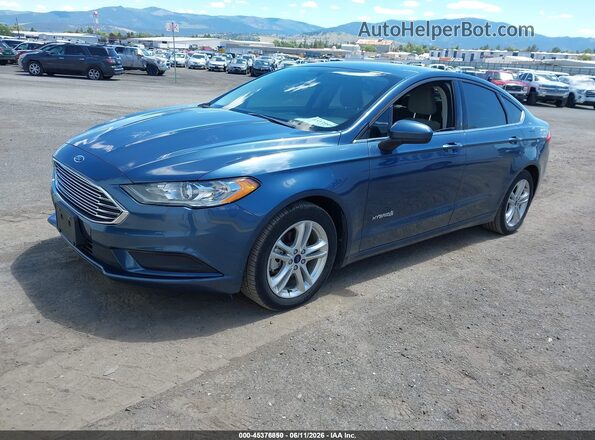 3FA6P0UU3JR209467 2018 FORD FUSION HYBRID Blue Vista tres cuartos delantera izquierda